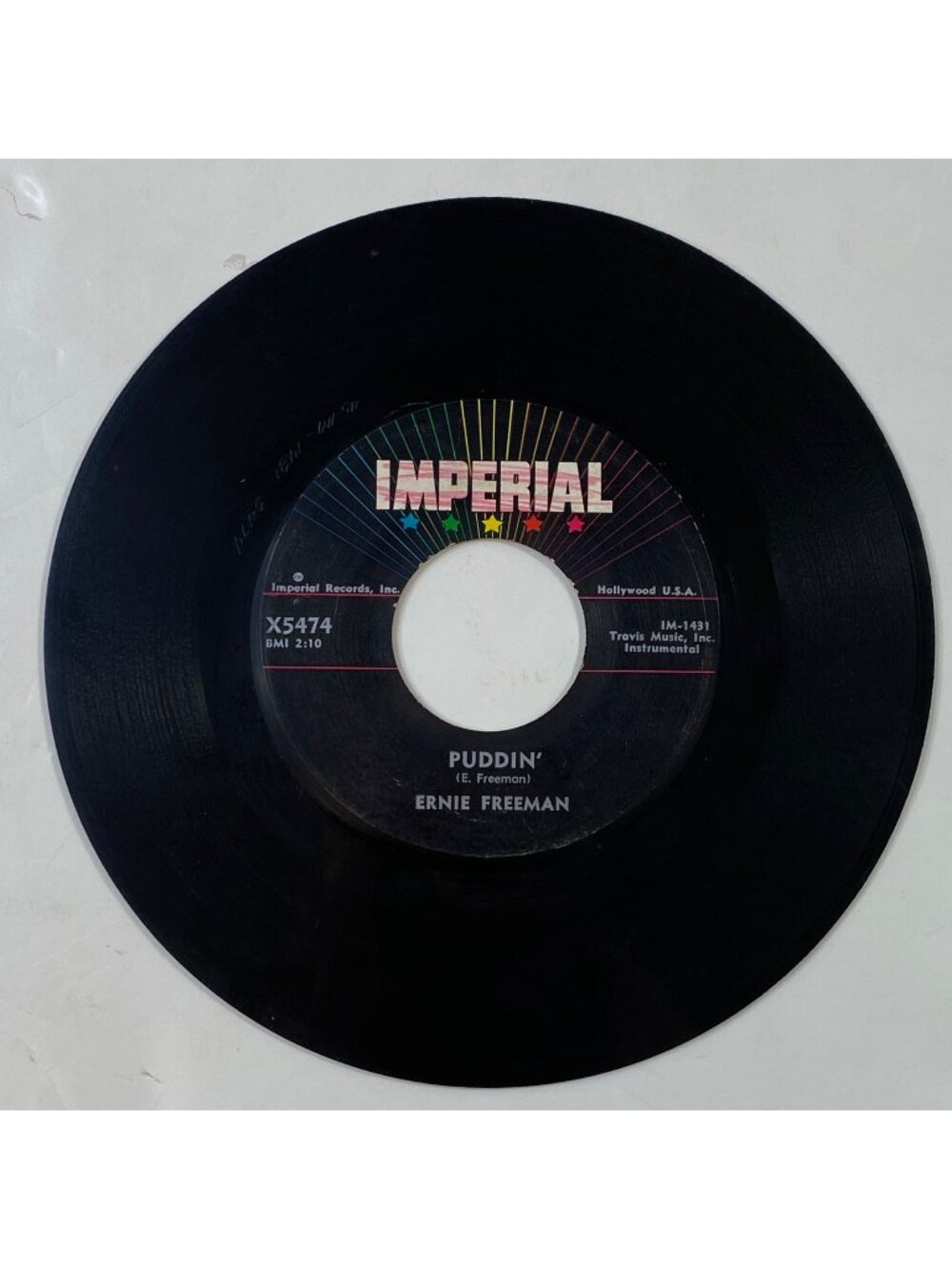 Vintage Imperial Records 45 RPM Vinyl Single Ernie "Freeman Raunchy" / "Puddin"